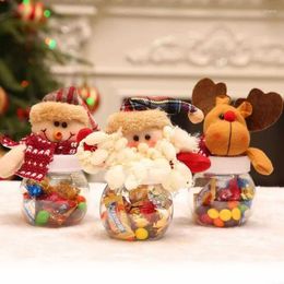Christmas Decorations Decorative Plastic Transparent Round Candy Can Gift Box Doll Household Ornament