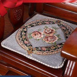 Pillow Jacquard Chair S Elegant Flower Embroidery Seat Mats Dinning Stool Restaurant El Sit Pad Chinese Retro Style