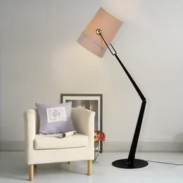 Table Lamps LED Fork Floor Lamp Canvas Fabric Shade Modern Light Lighting Living Sitting Room Study Sofa Side Office