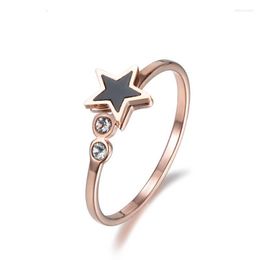 Wedding Rings Stainless Steel Star Shape For Women Rose Gold Colour Cubic Zirconia Female Ring Accessories Jewellery R18010 Edwi22