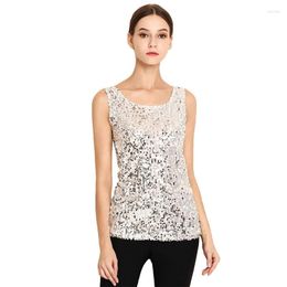 Women's Tanks Chinese Style 2023 Women Summer Sequin Top Miss Loose Slim Sleeveless Camisole Female Tops Casual Plus Size Vest Outer Wear