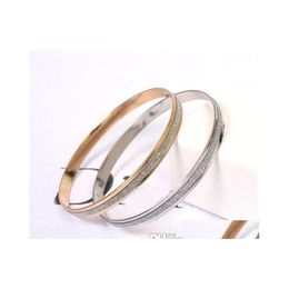 Charm Bracelets Cuff Bangles Wholesale Steel Charming Gold/Sier Bracelet Bangle Jewelry Drop Delivery Dhv9F