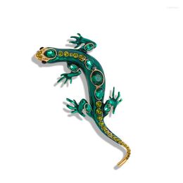 Brooches Retro Personality Crystal Alloy Lizard Gecko Brooch Four-claw Snake Animal Luxury Corsage Pin