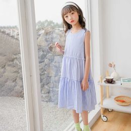 Girl's Dresses 6 To 16 Years New 2022 Kids Summer Dress Girls Clothes Stripe Patchwork Teenage Sundress Fashion Ruffles #6046 0131