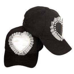 Ball Caps Women Summer New With Love Bead Accessories Snapback Casual Baseball Caps Fashion Plain Colour Cotton Adjustable Sun Visor Hats G230201