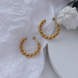 Hoop Earrings & Huggie Gold Color Twisted Rope Stainless Steel Open Earring For Women Christmas GiftHoop