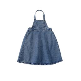 Girl's Dresses 2022 Spring Baby Girls Denim Suspender Dress Children New Fashion Straps Casual Clothing Cute #9438 0131