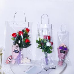 Jewellery Pouches 10pcs Portable Florist Decoration Long Tote Pvc Clear Bag Flower Bouquet Bagging Transparent Gift Collocation Packaging