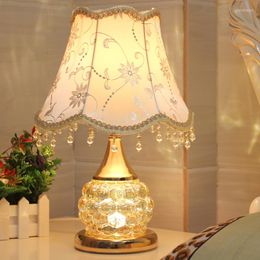 Table Lamps Lamp Bedroom Creative Study Glass Fabric Wedding Warm Light Bedside