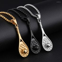 Pendant Necklaces Fashion Stainless Steel Tennis Racket For Men/Women Gift Gold Colour Sport Fitness Jewellery