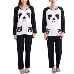 Women's Sleepwear Couples Autumn Cartoon Panda Long Sleeve Pullover Pyjamas Set Casual