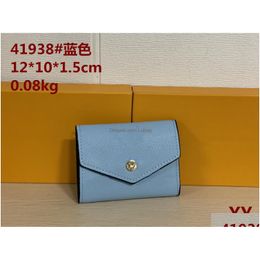 Wallets Yq Women Short Mini Hasp Folding Lychee Pattern Pu Leather Original Bag Serial Number Purse Handbag Wallet Holders Shoder 195L