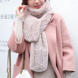 Scarves 2023 Women's Real Fur Scarf Luxury Big Long Natural Rex Thick Warm Winter Fashion Wraps Korean Style