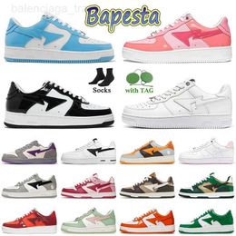 Baped Shoes Platform Bapesta Casual Sneakers Trainer Leather Abc Camo Grey Orange Women Mens