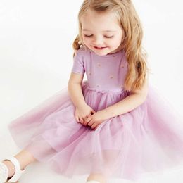 Girl's Little maven Clothes Rainbow Purple Mesh Princess Girls es 2023 Wedding Party Dress for Kids Summer 0131