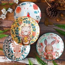 Plates 8 Inch Ceramics Plate Sushi Snack Dinnerware Dishes Dinner Serving Tray Tableware Porcelain Kitchen Utensils Dining