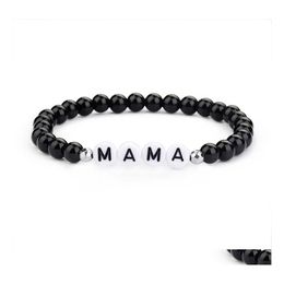 Charm Bracelets 26 Letter Name Bracelet Stretch Diy Black Glass Bead Boho Friendship For Girls Women Summer Beach Jewellery Drop Delive Otrwr