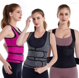 Women's Shapers Double Belt Tank Tops Waist Trainer Corset Shaper Neoprene Sauna Sweet Sweat Slimming Bustier Zip Up Gorset Body Korsett