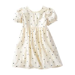 Girl's 2022 New Teenage Girls Cute Dot Dress Fashion Kids Cotton Clothing Children Elegant Retro Dresses #6796 0131