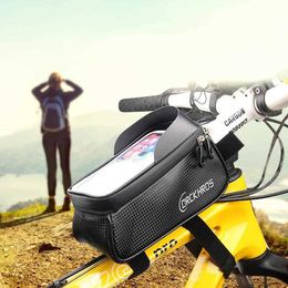 Panniers Bags 6.2 Inch Rainproof Bike Bag Bicycle Front Cell Phone Holder With Touchscreen Top Tube Cycling Reflective MTB Accessories 0201