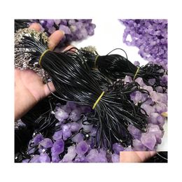 Pendant Necklaces Irregar Diy Natural Original Purple Crystal For Women Men Fashion Jewelry With Rope Chain 1209 B3 Drop Delivery Pen Dhwyv