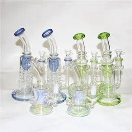 9 inch glass bong Metallic Colour tinted glass water pipe dab rigs new gift recycler glass ash catcher for sale