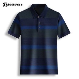 Men's T-Shirts Liseaven men's T shirt turn-down collar basic Colour short Sleeve Slim T-shirts tee shirt for men Y2302