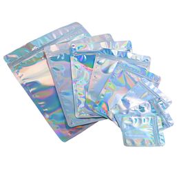 Holographic Laser Colour Mylar Bag Resealable Clear Thicken Plastic Pouch Self-seal Bags for DIY Jewellery Packaging LX5401