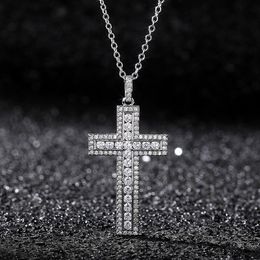 Pendant Necklaces CAOSHI Full Paved Brilliant Round Cut Cubic Zirconia Cross Necklace For Women Men Noble Temperament Party Neck Jewellery