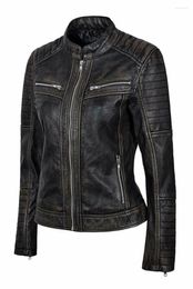 Women's Leather Women Genuine Lambskin Jacket Black Slim Fit Biker Motorcycle Coat