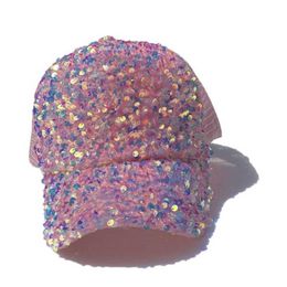 Ball Caps Sequined Baseball Cap Shiny Hats Women's Mesh Caps Summer Sunscreen Breathable Hat Spring Party Bonnets Casual Baseball Caps G230201