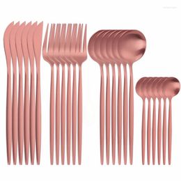 Dinnerware Sets 24pcs Stainless Steel Cutlery Rose Gold Set Forks Knives Spoons Tableware Flatware For Restaurant Drop