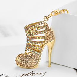 Exquisite Pendant Diamond Studded Hollow High Heels Metal Backpack Keychain Cute Ins Little Creative Gifts