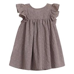 Girl's Dresses New Two Layers Embroidery Girls Dress Cotton Toddler Baby Princess Clothes Mom and Me Summer Children Fly Sleeve #2863 0131