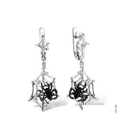Dangle Chandelier Fashion Jewely Black Spider Earrings Hollowed Web Drop Delivery Jewelry Dheqh