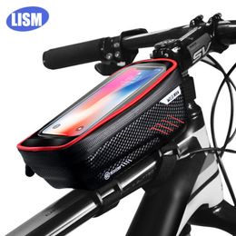 Panniers LISM 6.2inch 1L Waterproof Front Bike Mobile Phone Bicycle Top Tube Handlebar Bags Cycling Accessories 0201