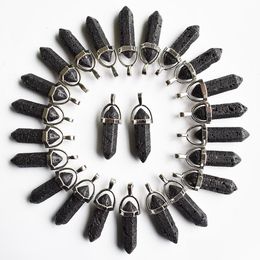 Charms Natural Lava Volcanic Rock Stone Pillar Shape Point Chakra Pendants For Jewelry Making Wholesale Drop Delivery Finding Dhgarden Dhecm