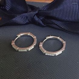 Hoop Earrings Baoyocn Brand 925 Sterling Silver Geometric Octagonal Micro Cubic Zirconia Stone Women Fashion Party Jewelry