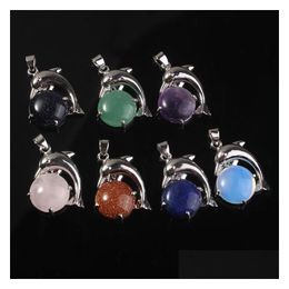 Charms Natural Gem Stone Dolphin Shape Pendants Opal Crystal Rose Quartz Diy Necklaces Jewelry Making Wholesale Drop Deliver Dhgarden Dhidy