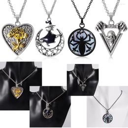 Pendant Necklaces 1Pcs Steel Rose Heart Necklace Vintage Punk Wizard Spider Fahion Unisex Jewellery