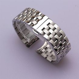 High Quality Stainless Steel Watchband Curved End Silver Bracelet 16mm 18mm 20mm 22mm 24mm Solid Band for brand Watches men new2356