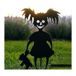 Party Decoration Garden Doll Little Devil Metal Crafts Lawn Prank Cute Zombie Girl Square Halloween Scene Drop Delivery Home Festive Dhdb5