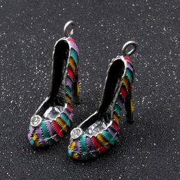 Charms 1pcs 14 39 45mm Women's Colour High Heel Drop Oil Alloy Metal Pendant For DIY Jewellery Necklace Making AccessoriesCharms