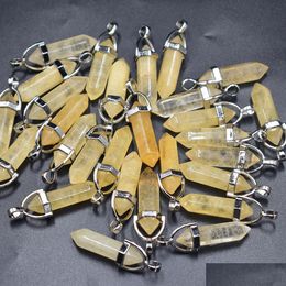 Charms Natural Stone Yellow Crystal Pillar Chakra Pendants For Making Accessories Wholesale Drop Delivery Jewellery Findings Co Dhgarden Dhbdi