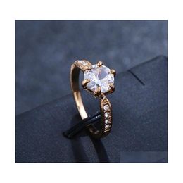 Band Rings Manufacturer Wholesale Six Claw Colour Crystal Zircon Ring For Women Wedding Jewellery Drop Delivery Dhzbs