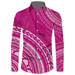 Men's Casual Shirts Long Sleeve Viking Clothes Samoan Puletasi Polynesian For Tribal Island Top 230201