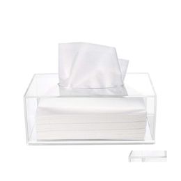 Tissue Boxes Napkins Clear Acrylic Box Holder Simple Rectangar Paper Napkin Cointainer Oragnizer For Car Home End Table Drop Deliv Dh2Xv