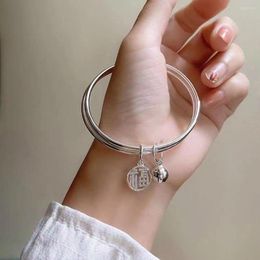 Bangle Women's Double Layer Bell Bracelet Couple Bangles Sliver Luxury Good Luck Fairy Bead Hollow Blessing Fashion Jewellery