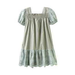 Girl's es 2023 Summer Korean Style Teen Girls New Children Short-Sleeved Clothing Cutout Lace Princess Dress Fashion #7207 0131