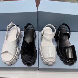 Sandálias de grife, senhoras chinelas de plataforma preta sandálias cloudbust trovões sapatos brancos casuais